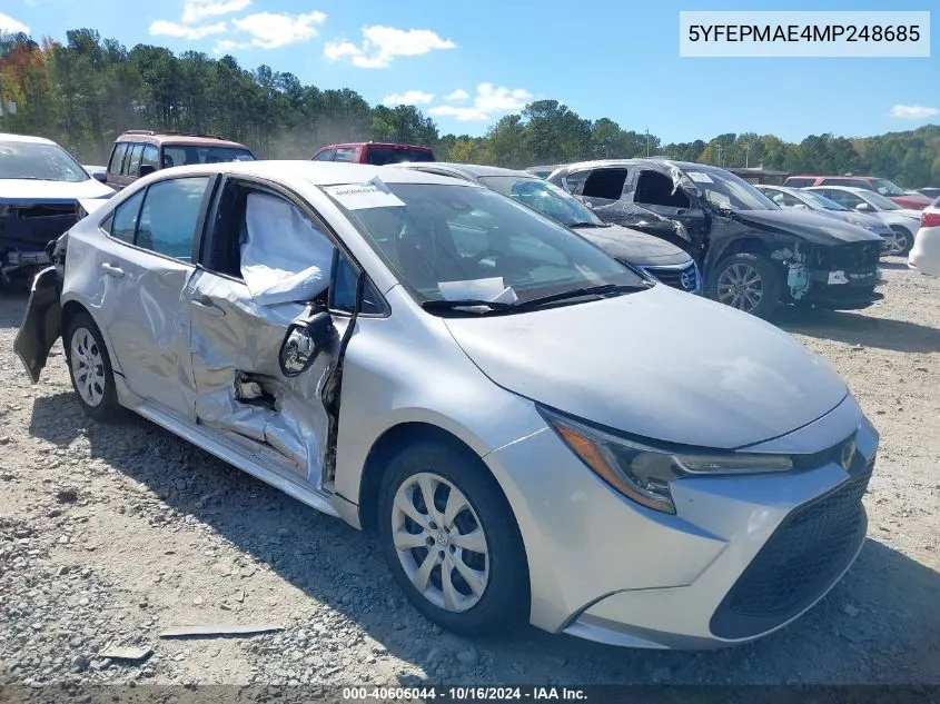 2021 Toyota Corolla Le VIN: 5YFEPMAE4MP248685 Lot: 40606044