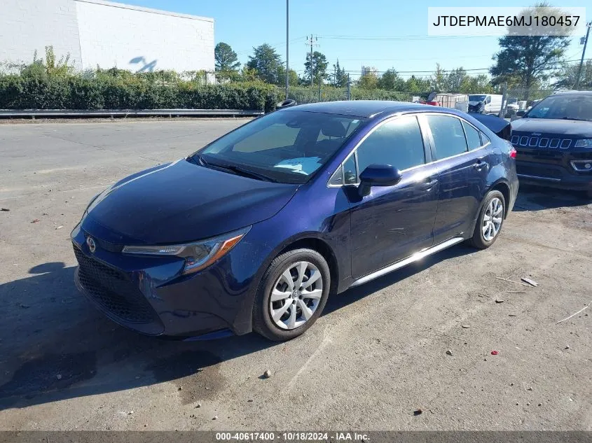 JTDEPMAE6MJ180457 2021 Toyota Corolla Le