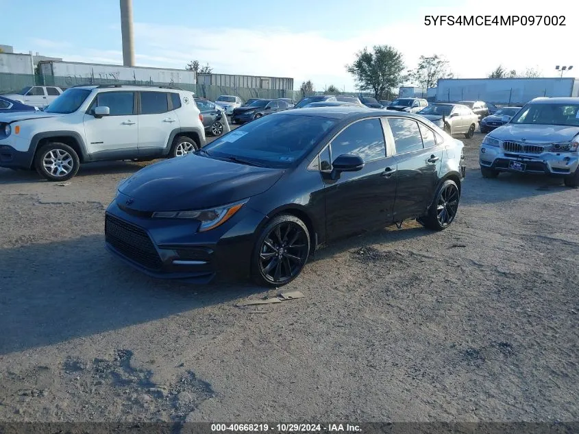 2021 Toyota Corolla Se Nightshade Edition VIN: 5YFS4MCE4MP097002 Lot: 40668219