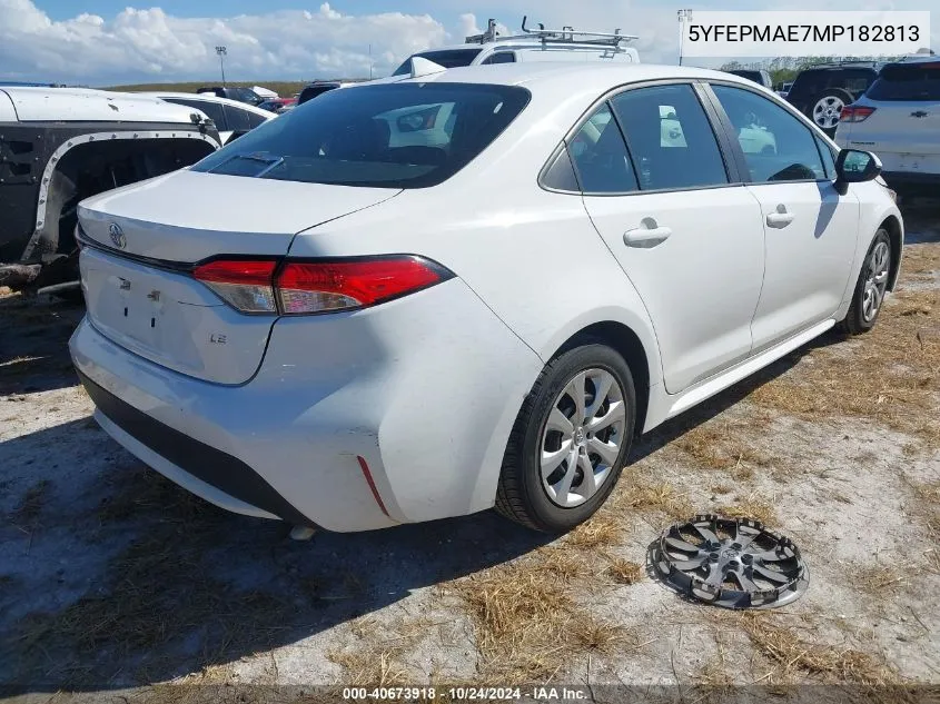 2021 Toyota Corolla Le VIN: 5YFEPMAE7MP182813 Lot: 40673918