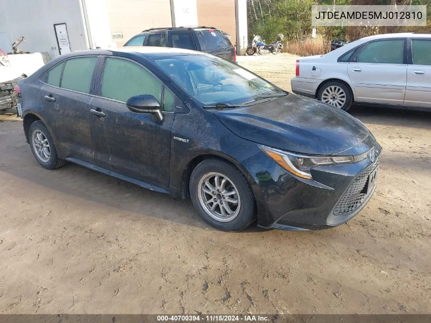 2021 Toyota Corolla Hybrid Le VIN: JTDEAMDE5MJ012810 Lot: 40700394