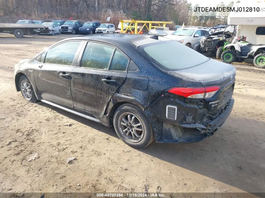 2021 Toyota Corolla Hybrid Le VIN: JTDEAMDE5MJ012810 Lot: 40700394