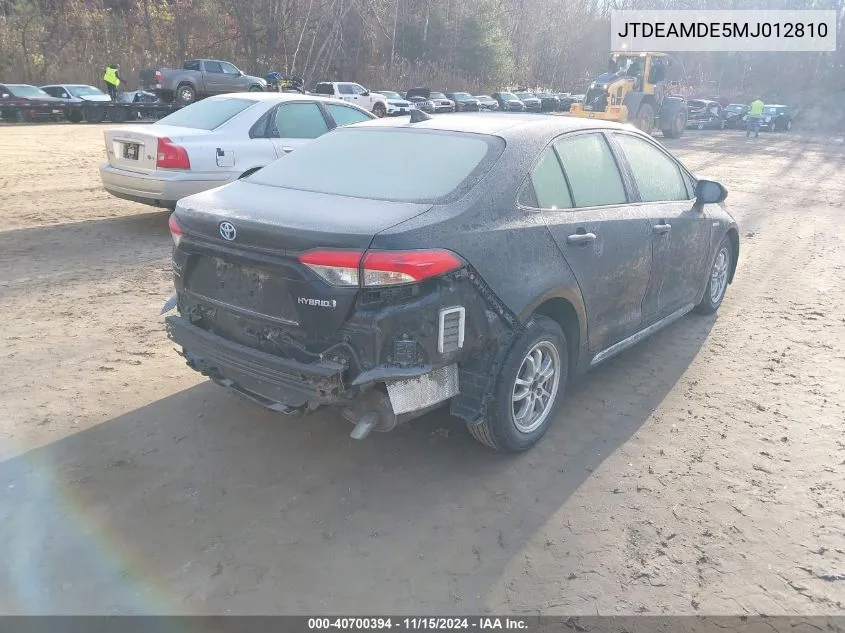 2021 Toyota Corolla Hybrid Le VIN: JTDEAMDE5MJ012810 Lot: 40700394