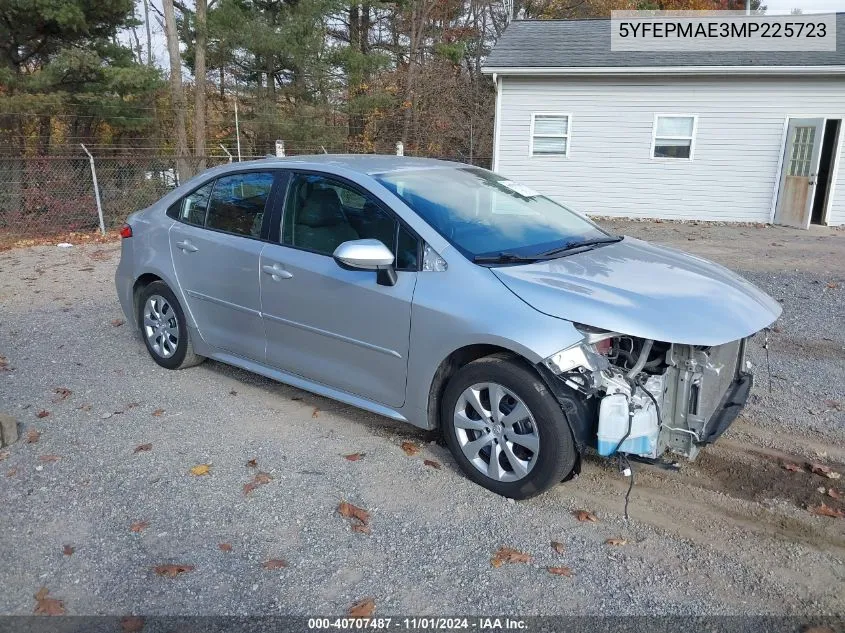 2021 Toyota Corolla Le VIN: 5YFEPMAE3MP225723 Lot: 40707487