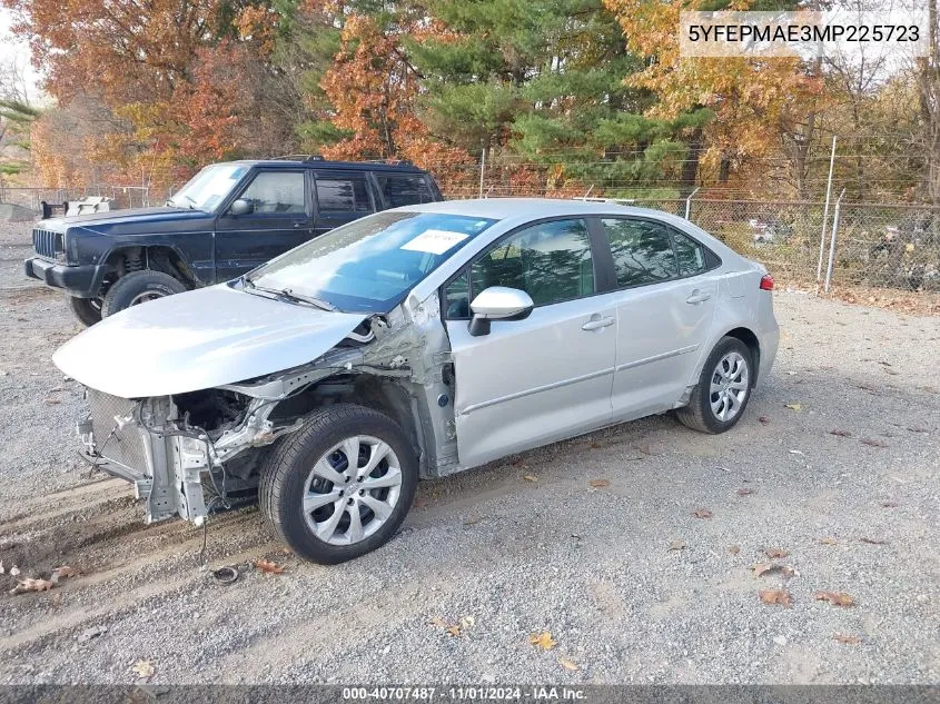 2021 Toyota Corolla Le VIN: 5YFEPMAE3MP225723 Lot: 40707487