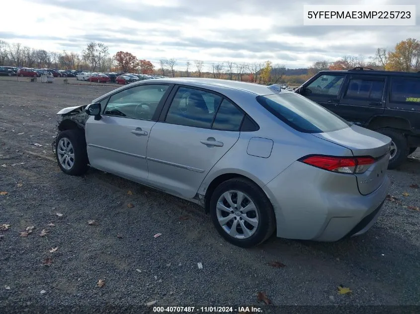 2021 Toyota Corolla Le VIN: 5YFEPMAE3MP225723 Lot: 40707487