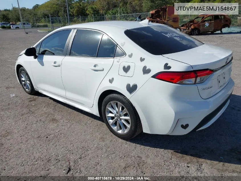 JTDVPMAE5MJ154867 2021 Toyota Corolla Le