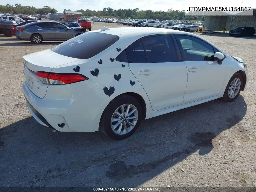 JTDVPMAE5MJ154867 2021 Toyota Corolla Le