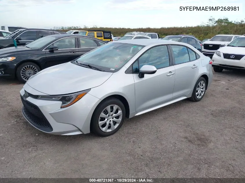 5YFEPMAE9MP268981 2021 Toyota Corolla Le