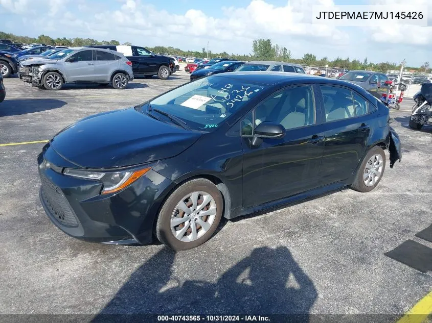 JTDEPMAE7MJ145426 2021 Toyota Corolla Le