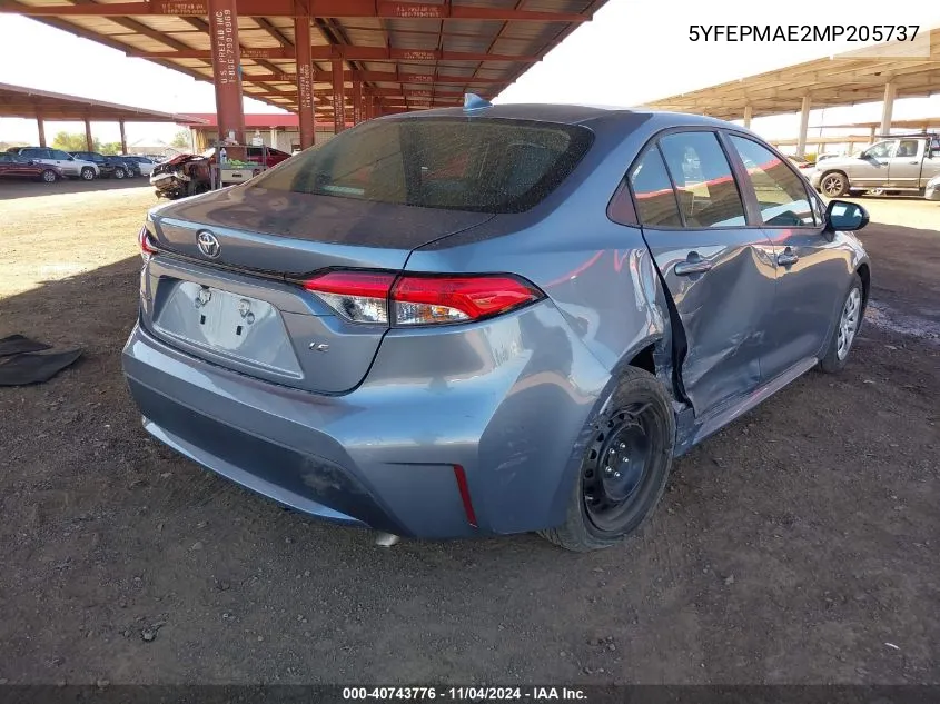 5YFEPMAE2MP205737 2021 Toyota Corolla Le