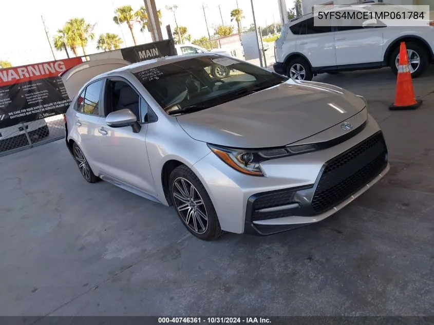 2021 Toyota Corolla Se VIN: 5YFS4MCE1MP061784 Lot: 40746361