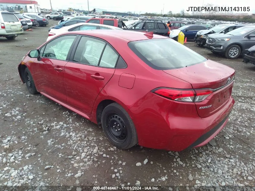 JTDEPMAE1MJ143185 2021 Toyota Corolla Le