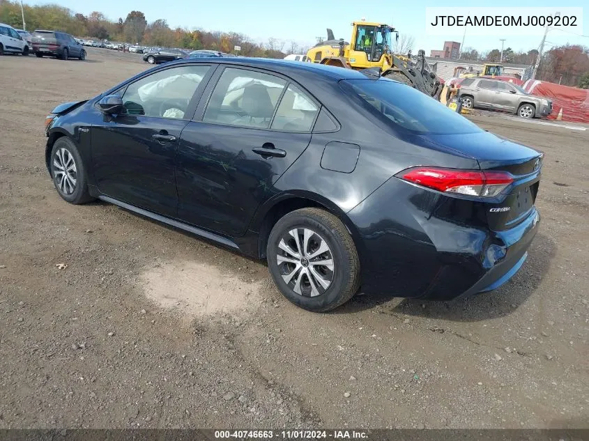 2021 Toyota Corolla Hybrid Le VIN: JTDEAMDE0MJ009202 Lot: 40746663