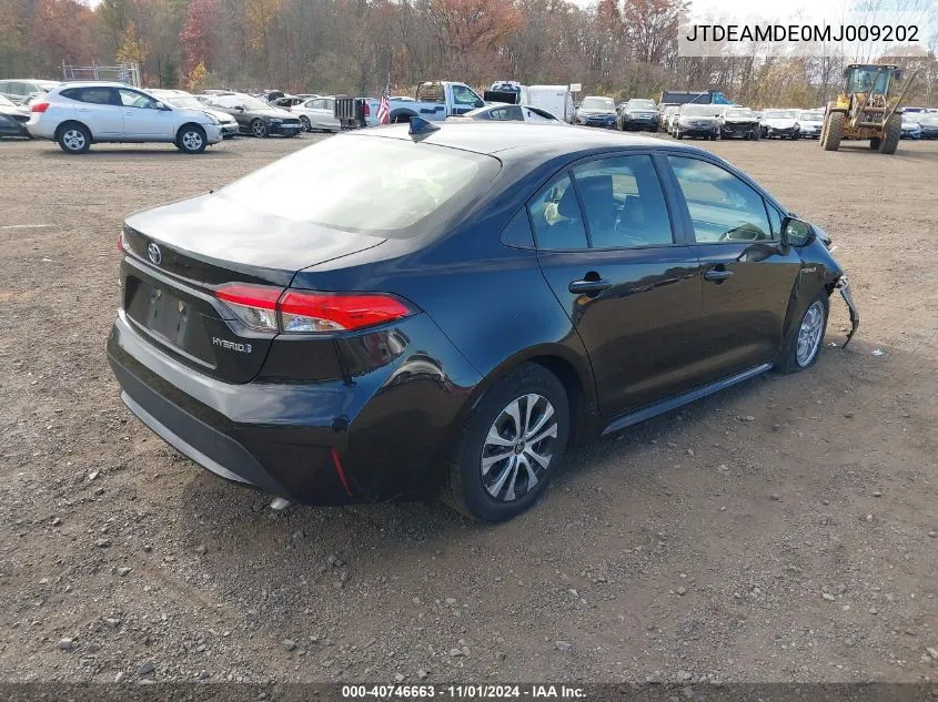 2021 Toyota Corolla Hybrid Le VIN: JTDEAMDE0MJ009202 Lot: 40746663