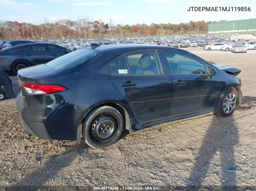 2021 Toyota Corolla Le VIN: JTDEPMAE1MJ119856 Lot: 40770256