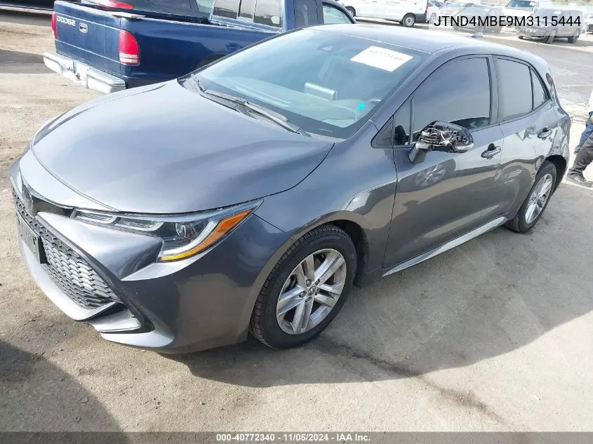 2021 Toyota Corolla Se VIN: JTND4MBE9M3115444 Lot: 40772340