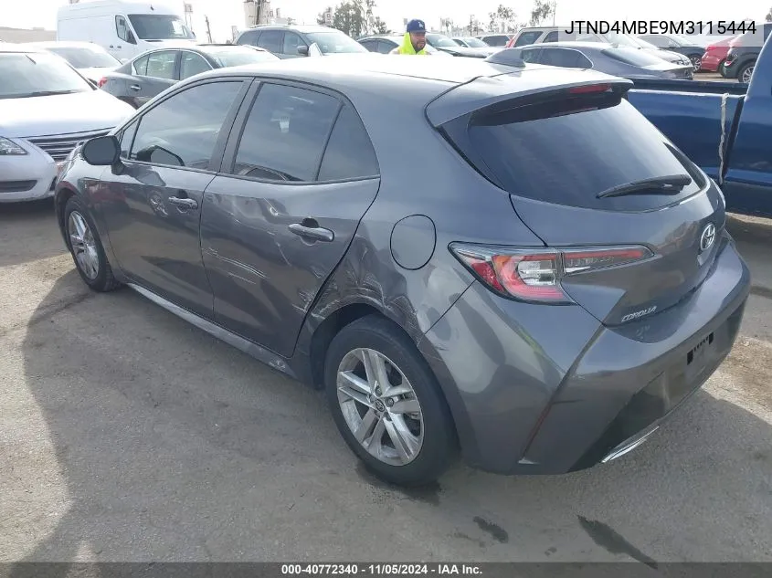 2021 Toyota Corolla Se VIN: JTND4MBE9M3115444 Lot: 40772340