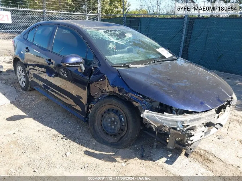 2021 Toyota Corolla Le VIN: 5YFEPMAE0MP180854 Lot: 40781112