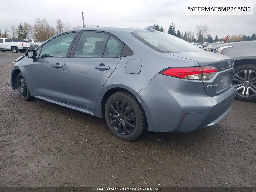 2021 Toyota Corolla Le VIN: 5YFEPMAE5MP245830 Lot: 40802471