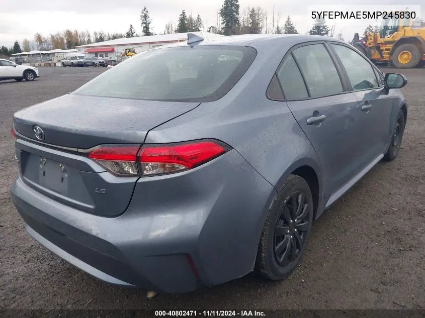 2021 Toyota Corolla Le VIN: 5YFEPMAE5MP245830 Lot: 40802471