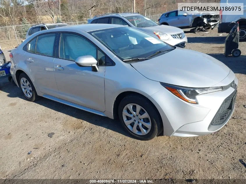 2021 Toyota Corolla Le VIN: JTDEPMAE3MJ186975 Lot: 40809476