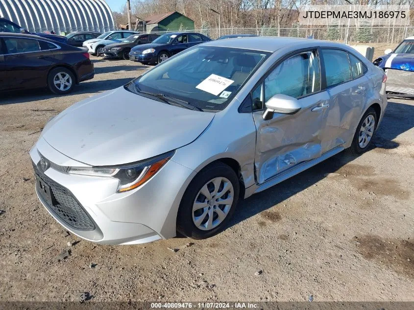 2021 Toyota Corolla Le VIN: JTDEPMAE3MJ186975 Lot: 40809476