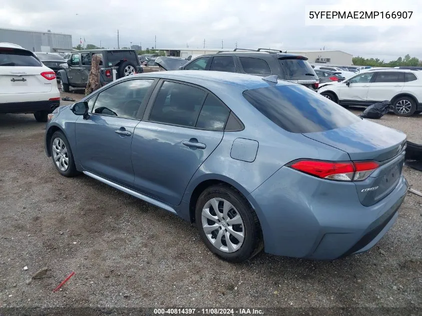 2021 Toyota Corolla Le VIN: 5YFEPMAE2MP166907 Lot: 40814397