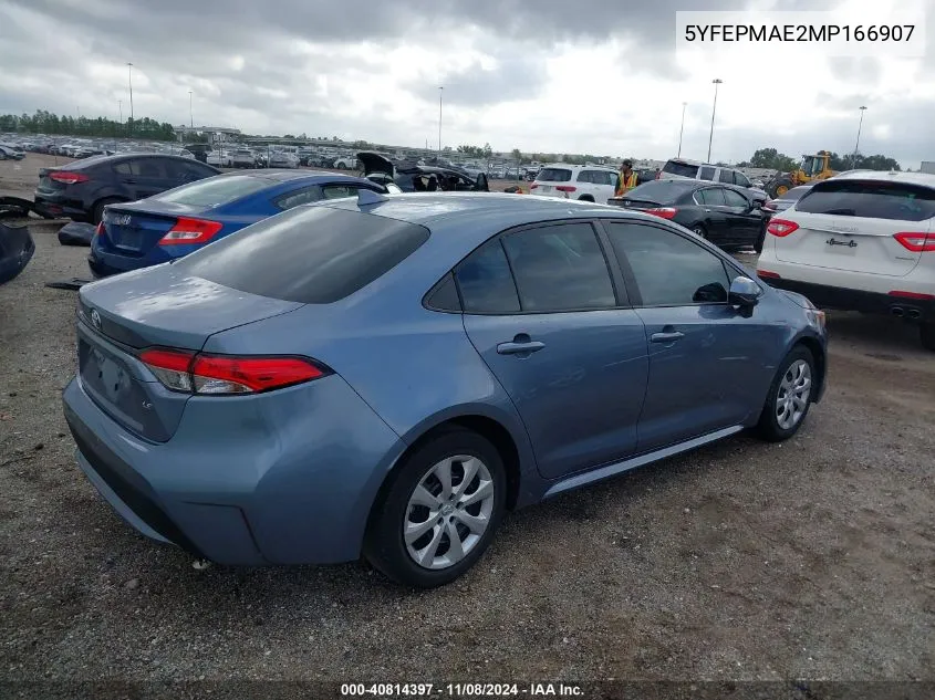 2021 Toyota Corolla Le VIN: 5YFEPMAE2MP166907 Lot: 40814397