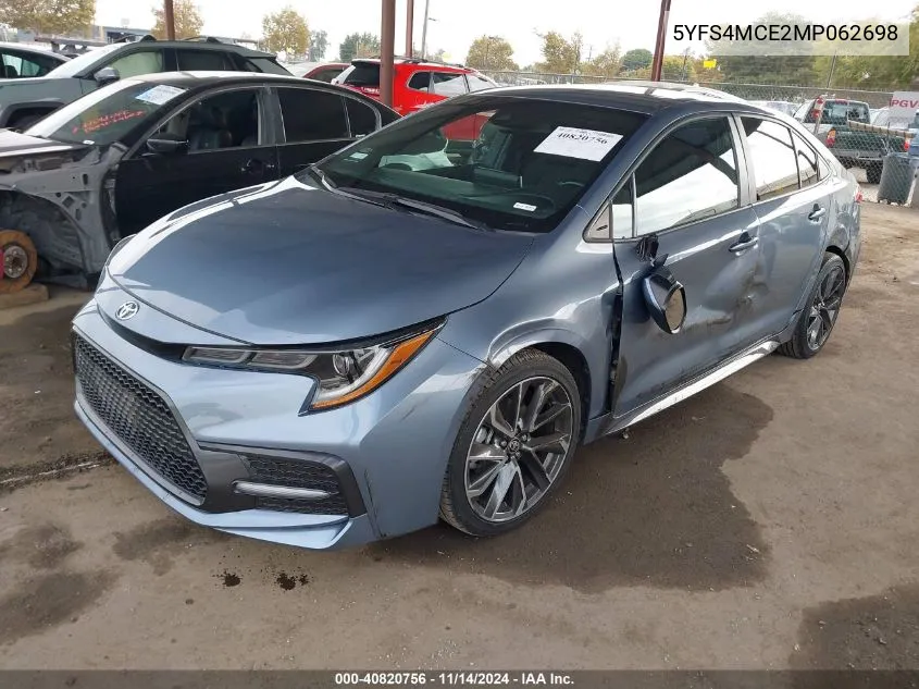 2021 Toyota Corolla Se VIN: 5YFS4MCE2MP062698 Lot: 40820756