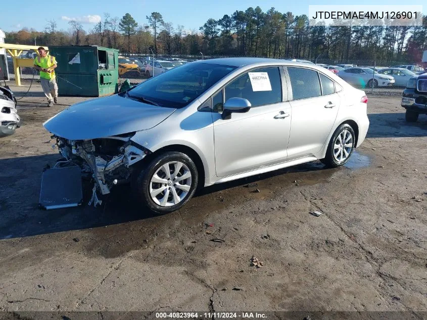 2021 Toyota Corolla Le VIN: JTDEPMAE4MJ126901 Lot: 40823964