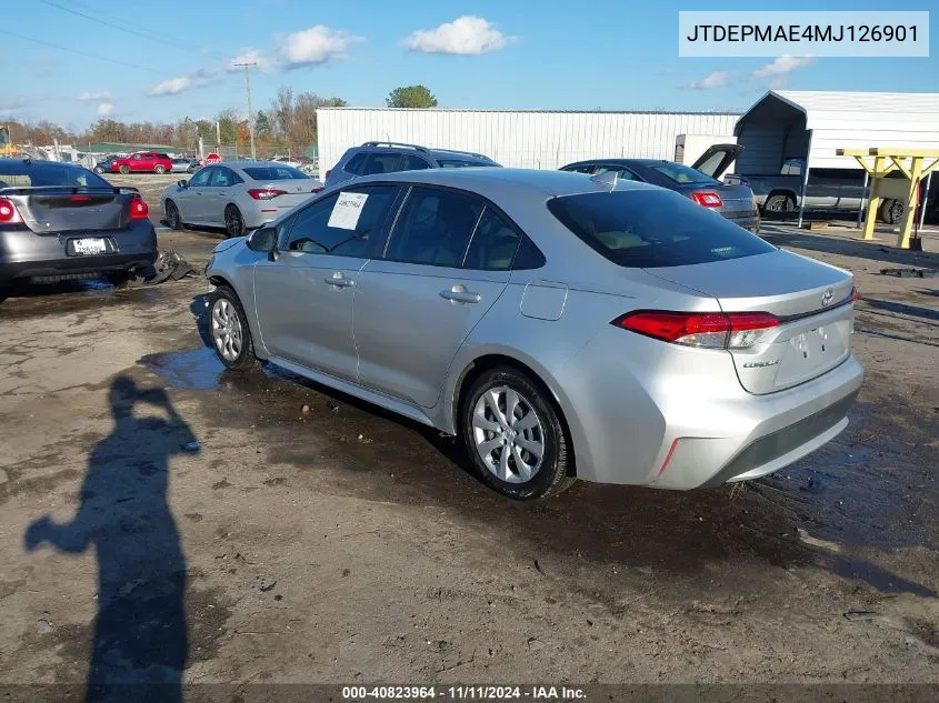 2021 Toyota Corolla Le VIN: JTDEPMAE4MJ126901 Lot: 40823964