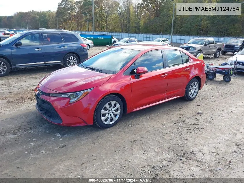 2021 Toyota Corolla Le VIN: JTDEPMAE5MJ124784 Lot: 40826786