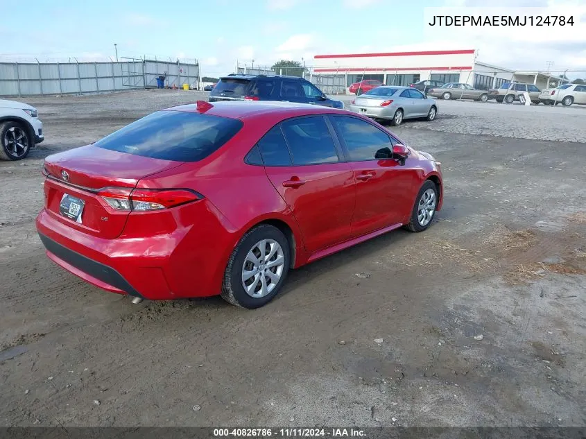 2021 Toyota Corolla Le VIN: JTDEPMAE5MJ124784 Lot: 40826786