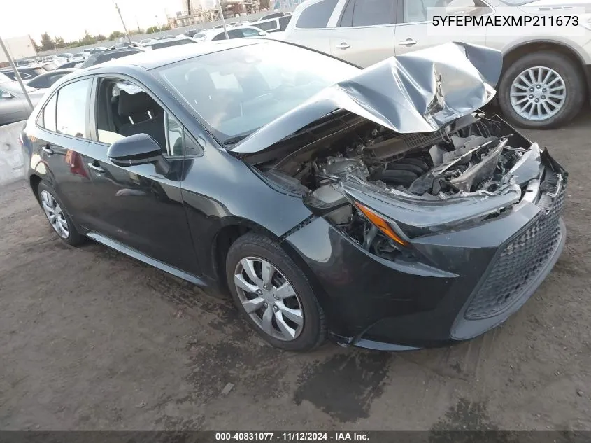 2021 Toyota Corolla Le VIN: 5YFEPMAEXMP211673 Lot: 40831077