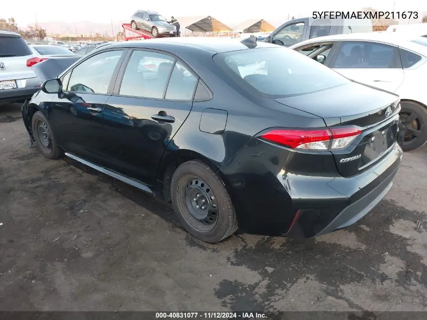 2021 Toyota Corolla Le VIN: 5YFEPMAEXMP211673 Lot: 40831077