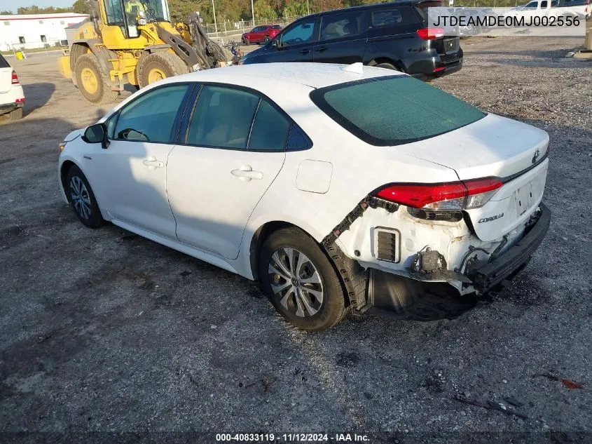 2021 Toyota Corolla Hybrid Le VIN: JTDEAMDE0MJ002556 Lot: 40833119