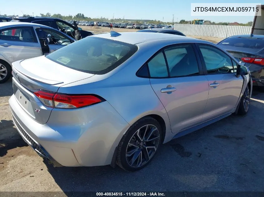 2021 Toyota Corolla Se VIN: JTDS4MCEXMJ059715 Lot: 40834515