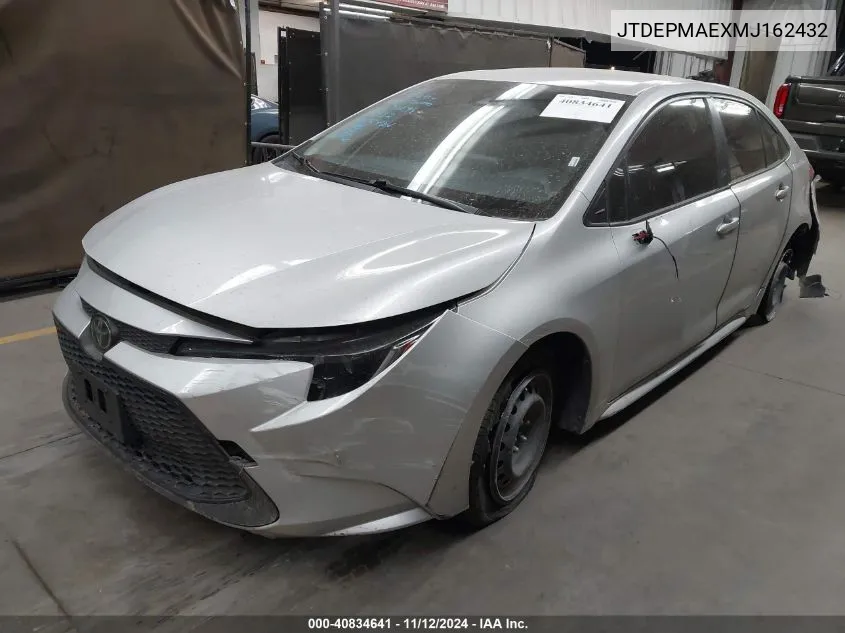 2021 Toyota Corolla Le VIN: JTDEPMAEXMJ162432 Lot: 40834641