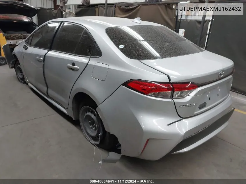 2021 Toyota Corolla Le VIN: JTDEPMAEXMJ162432 Lot: 40834641