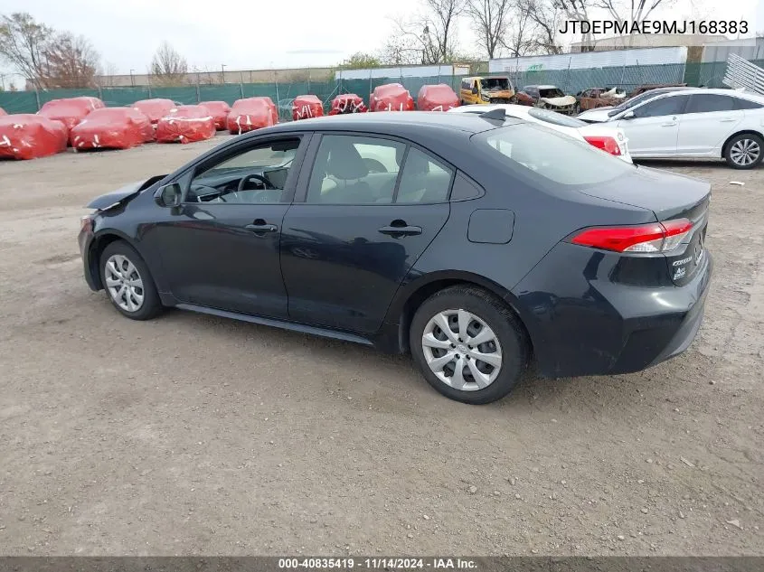 2021 Toyota Corolla Le VIN: JTDEPMAE9MJ168383 Lot: 40835419