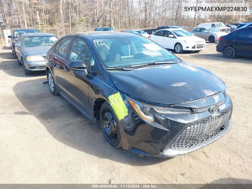 2021 Toyota Corolla Le VIN: 5YFEPMAEXMP224830 Lot: 40835636