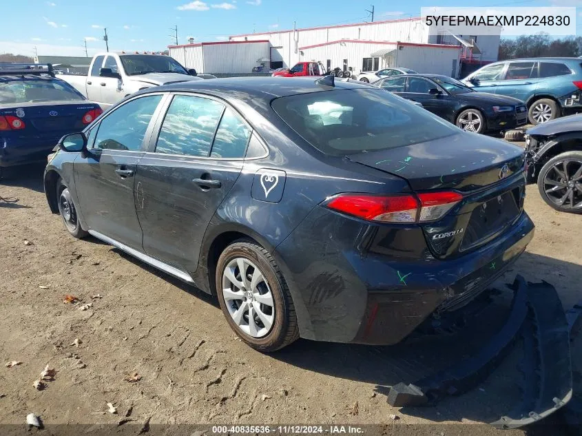 2021 Toyota Corolla Le VIN: 5YFEPMAEXMP224830 Lot: 40835636