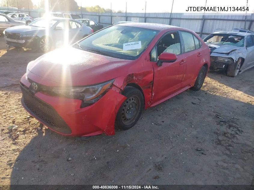 2021 Toyota Corolla Le VIN: JTDEPMAE1MJ134454 Lot: 40836008