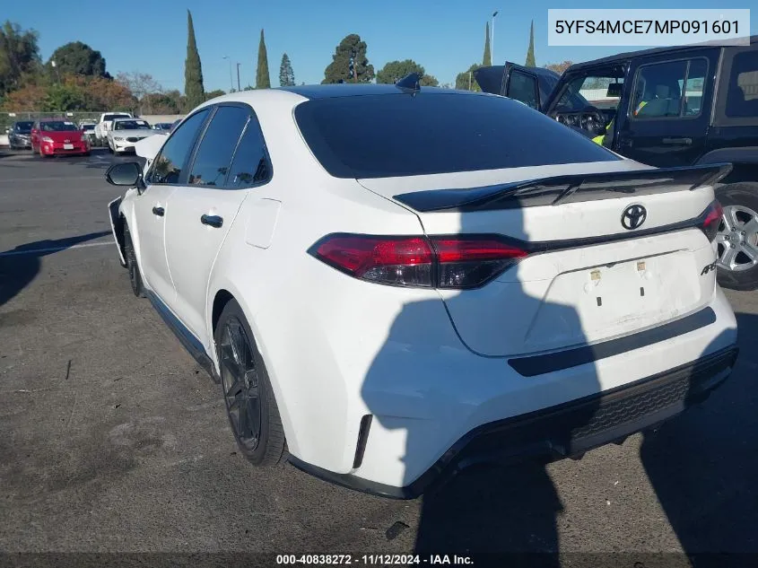 2021 Toyota Corolla Se Apex Edition VIN: 5YFS4MCE7MP091601 Lot: 40838272