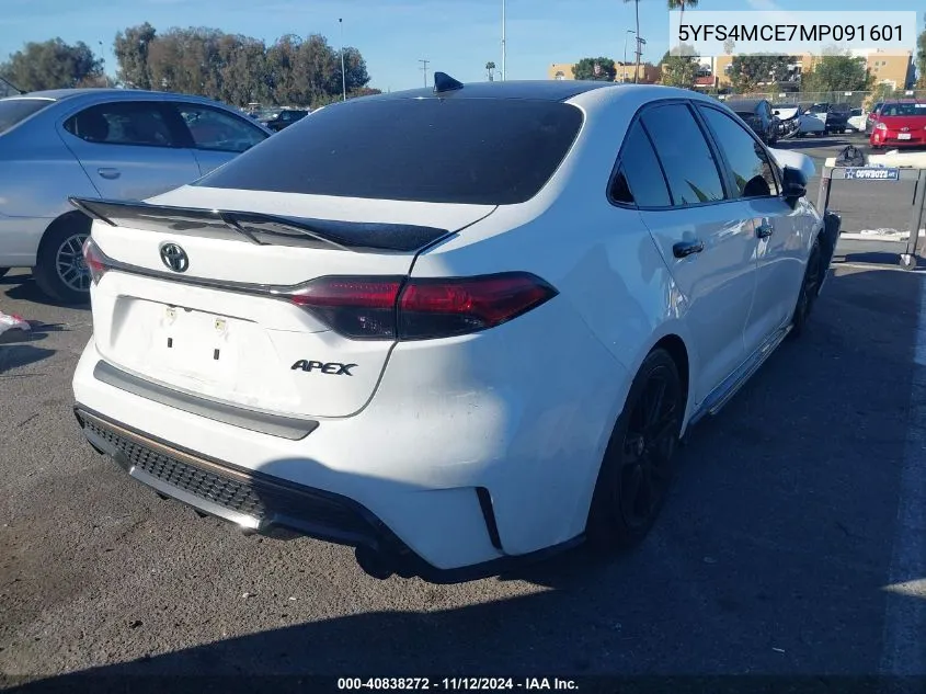 2021 Toyota Corolla Se Apex Edition VIN: 5YFS4MCE7MP091601 Lot: 40838272