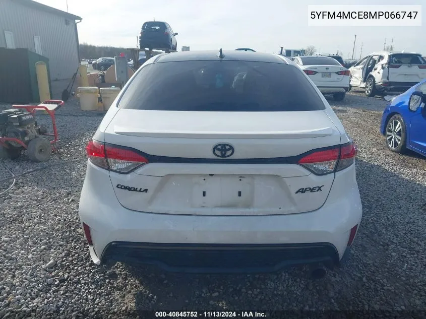 2021 Toyota Corolla Se Apex Edition VIN: 5YFM4MCE8MP066747 Lot: 40845752