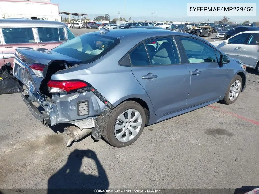 2021 Toyota Corolla Le VIN: 5YFEPMAE4MP229456 Lot: 40850592