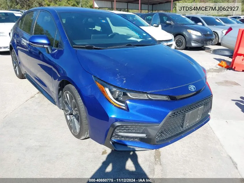 2021 Toyota Corolla Se VIN: JTDS4MCE7MJ062927 Lot: 40850775