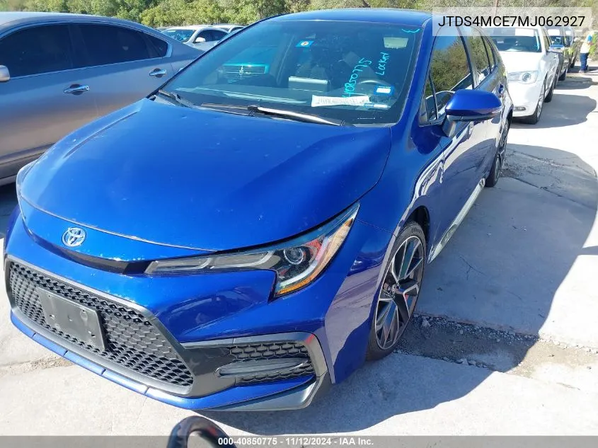 2021 Toyota Corolla Se VIN: JTDS4MCE7MJ062927 Lot: 40850775